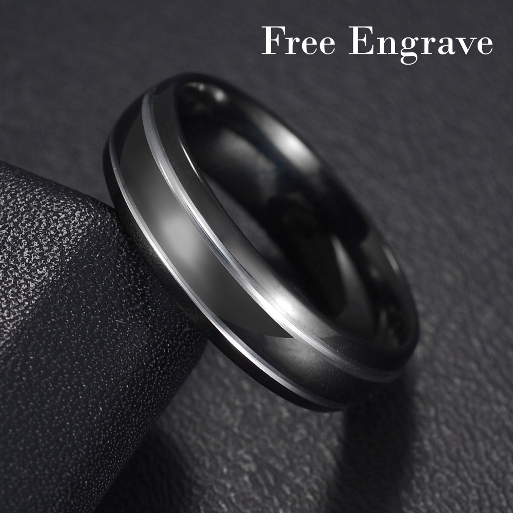 Titanium Steel Ring - Özel Gravür İsim Logolu Erkek Alyansı