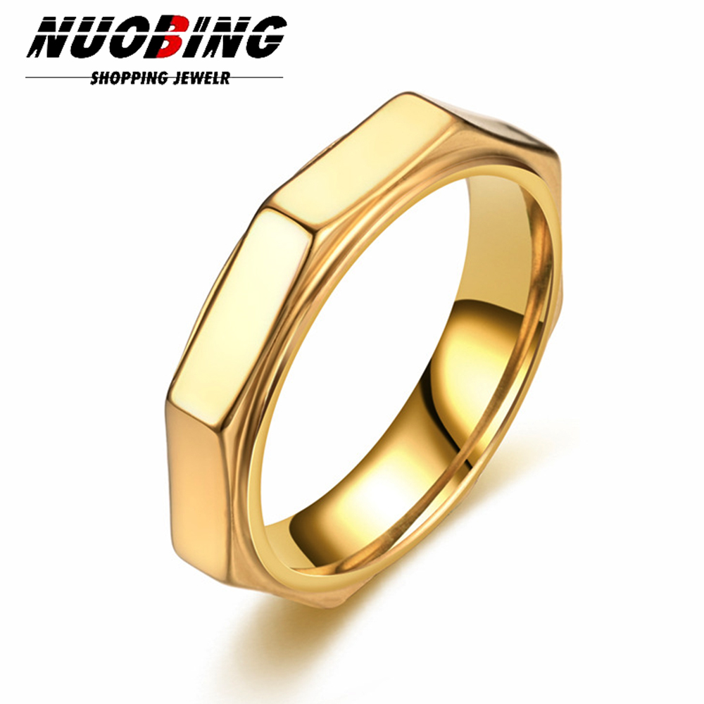 Titanium Steel Ring - 5 MM Moda Altıgen Titanyum Çelik