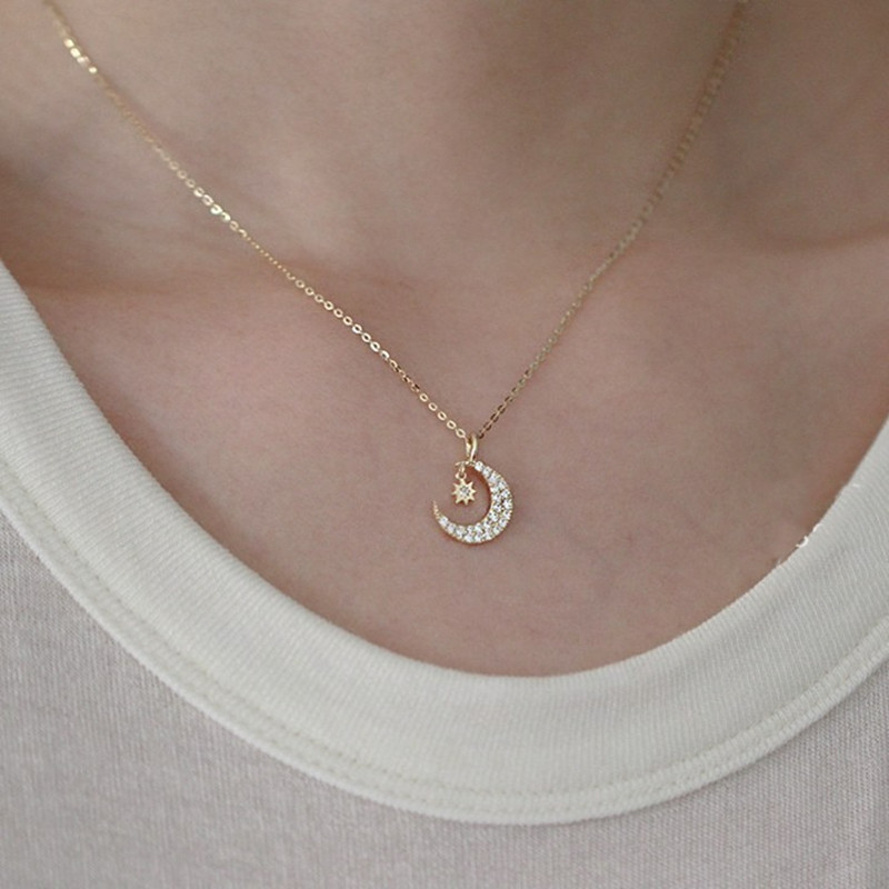 Kadınlar için zarif Ay Yıldız  - Crystal Choker Necklace incelemesi ve fiyatı