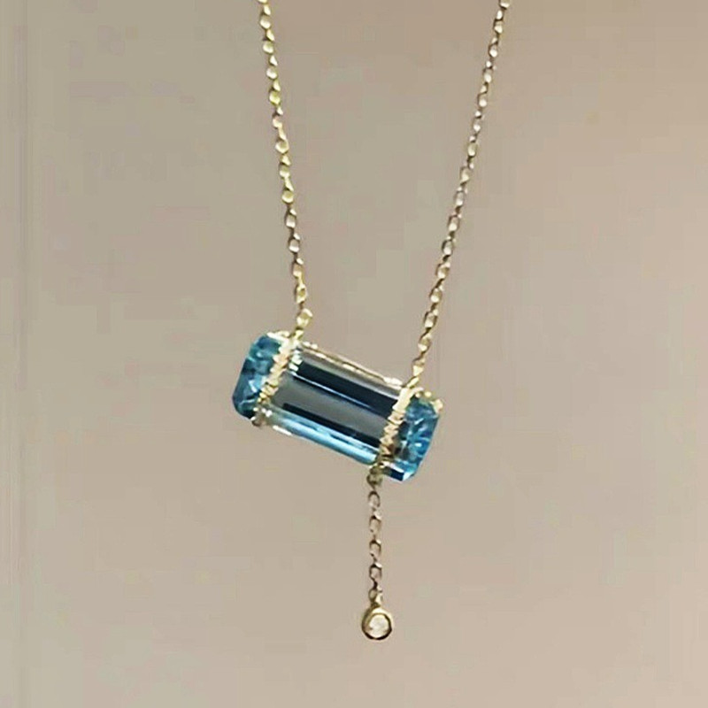 Buz şekeri küpü mavi akuamarin - Crystal Choker Necklace incelemesi ve fiyatı
