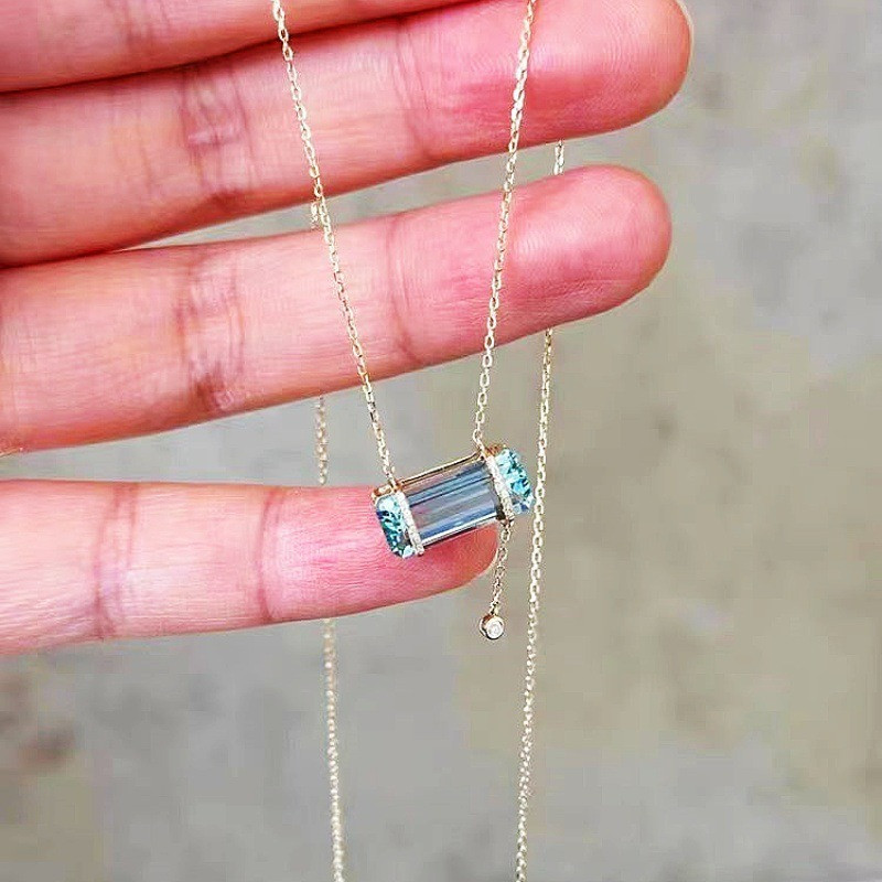 Buz şekeri küpü mavi akuamarin - Crystal Choker Necklace incelemesi ve fiyatı