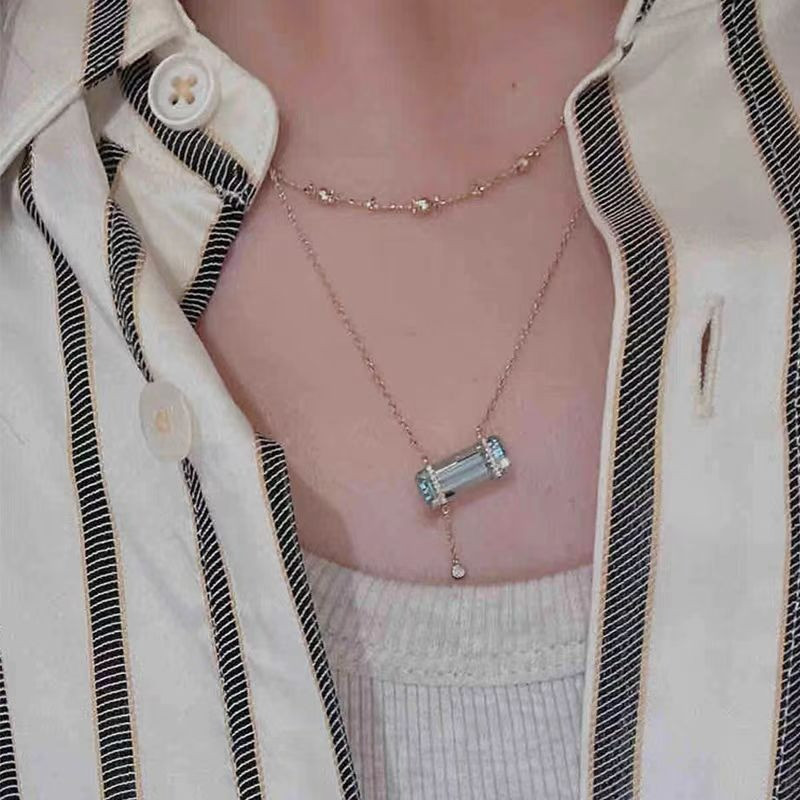 Buz şekeri küpü mavi akuamarin - Crystal Choker Necklace incelemesi ve fiyatı