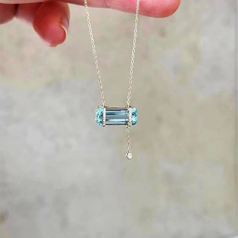 Buz şekeri küpü mavi akuamarin - Crystal Choker Necklace incelemesi ve fiyatı